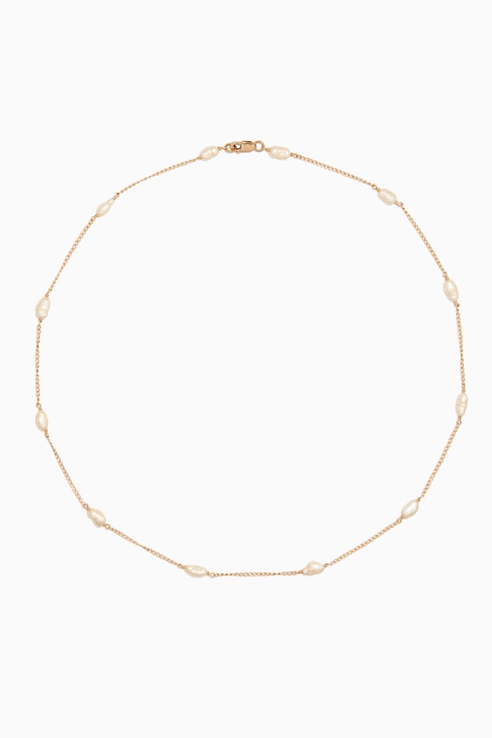 

Perlitas Pearl Chain Necklace in Gold-plated Metal, White