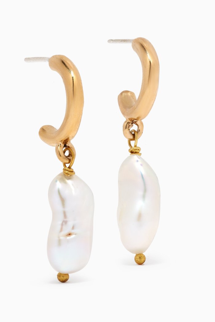 

Mondrian Willem Pearl Drop Earrings in Gold-plated Metal, White