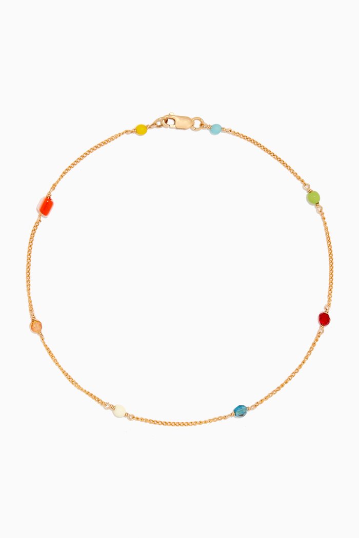 

Lover Rainbow Chain Anklet in Gold-plated Metal, Multicolour