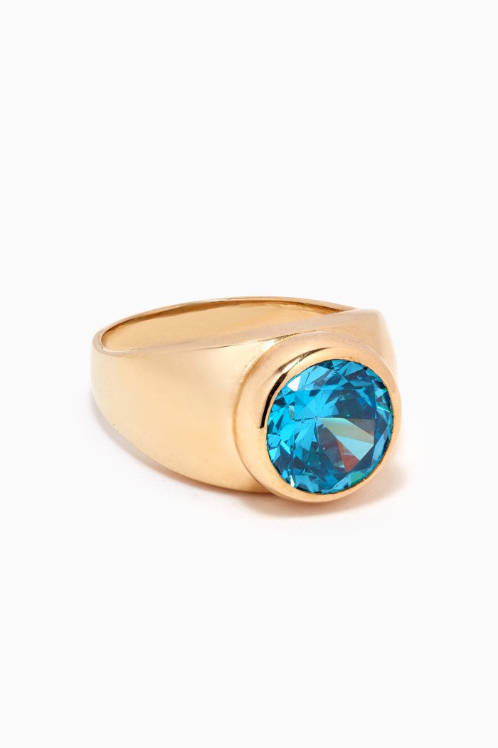 

Mondrian Stone Ring in Gold-plated Metal, Blue