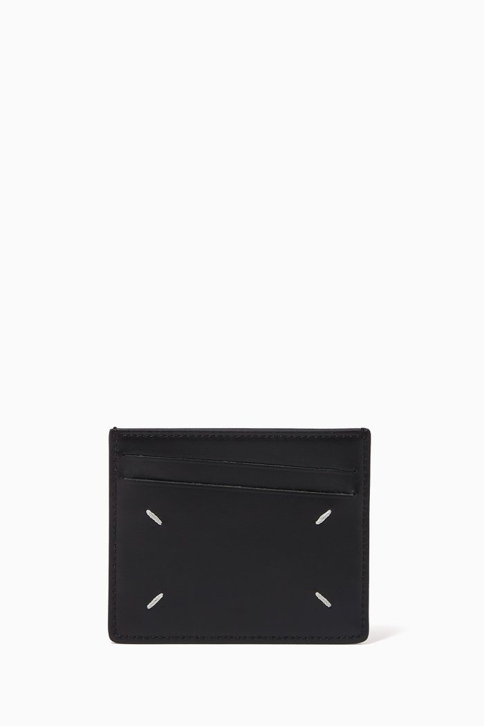

Four-stitch Card Holder in Leather, Black