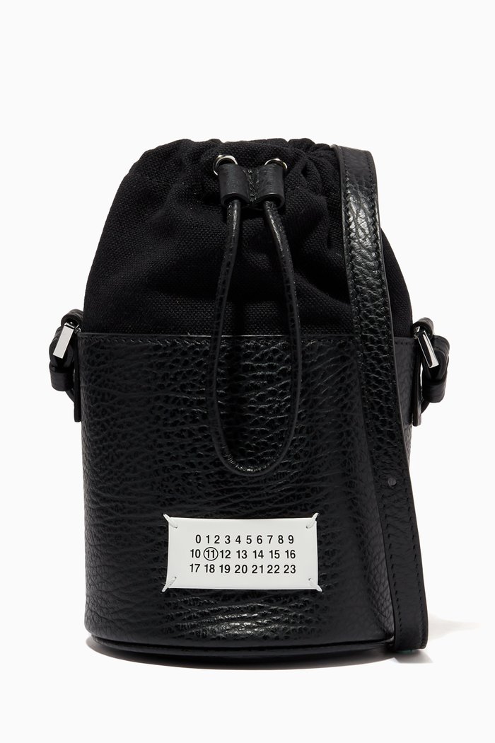 

Mini 5AC Bucket Bag in Grained Leather, Black