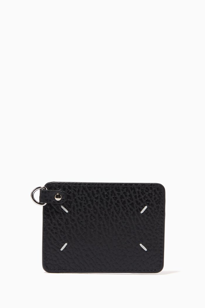 

Four-stitch Card Holder in Leather, Black