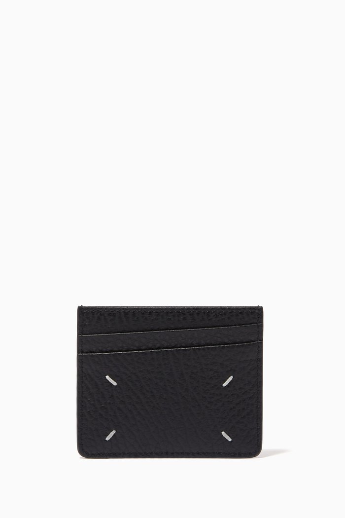 

Four-stitch Card Holder in Leather, Black