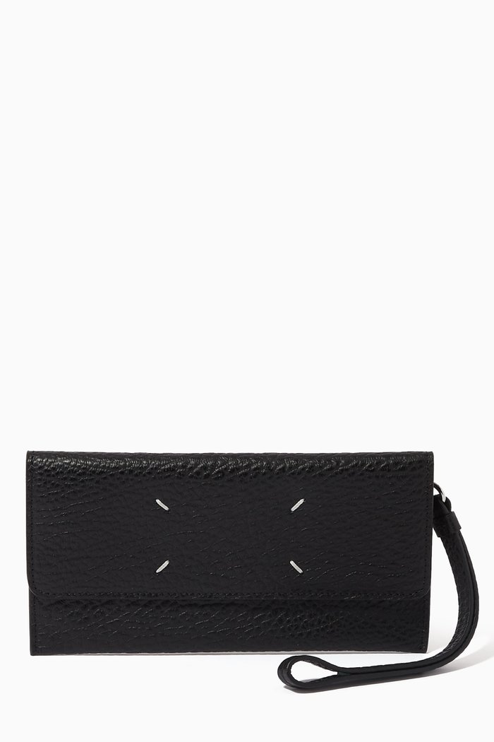 

Four-stitch Long Case in Leather, Black