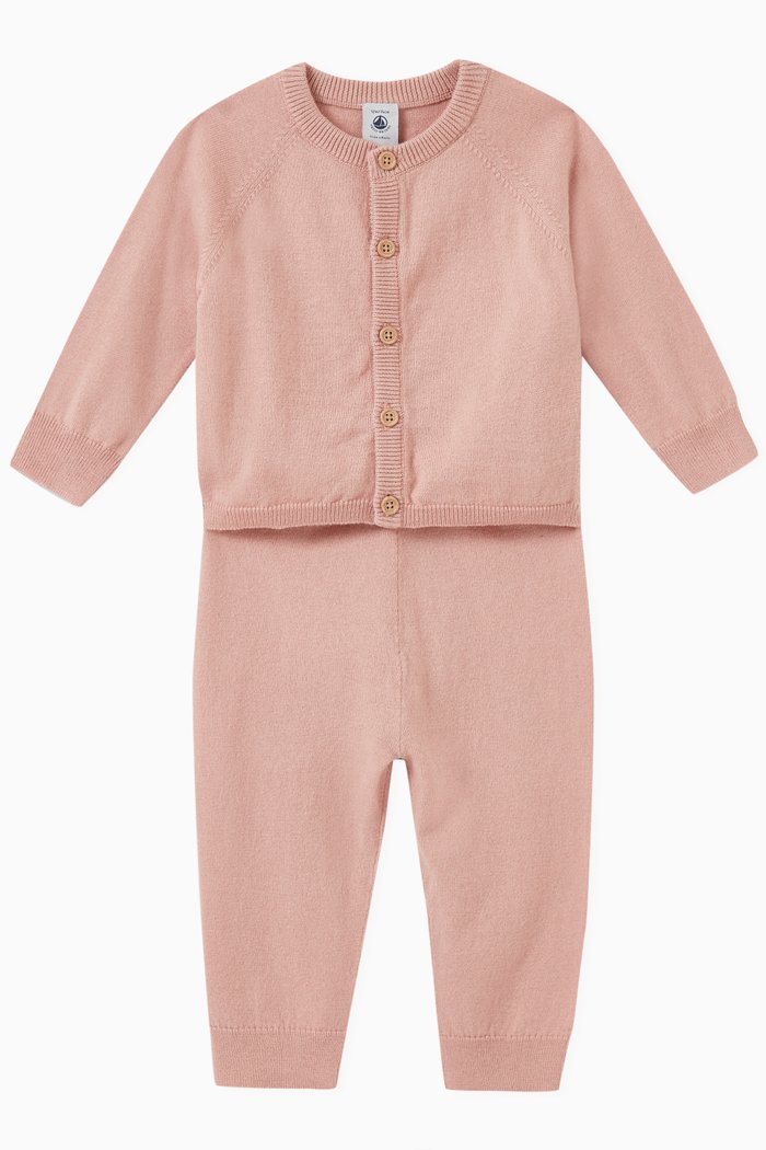 

Solid Cardigan & Sweatpants Set, Pink