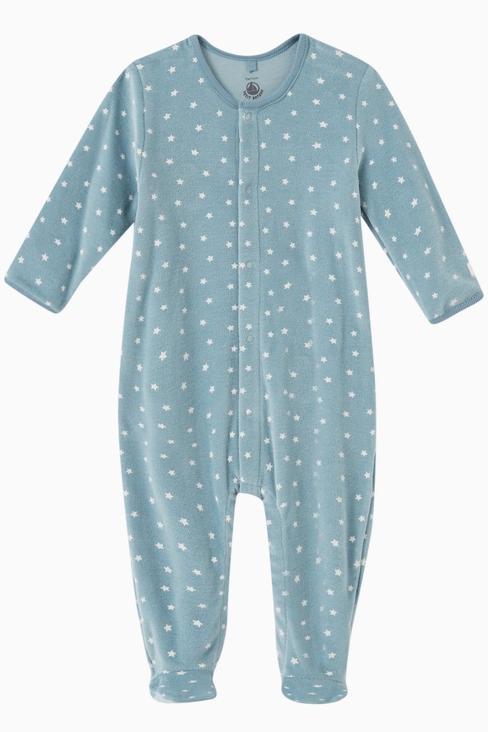 

Star Print Romper in Organic Cotton, Blue
