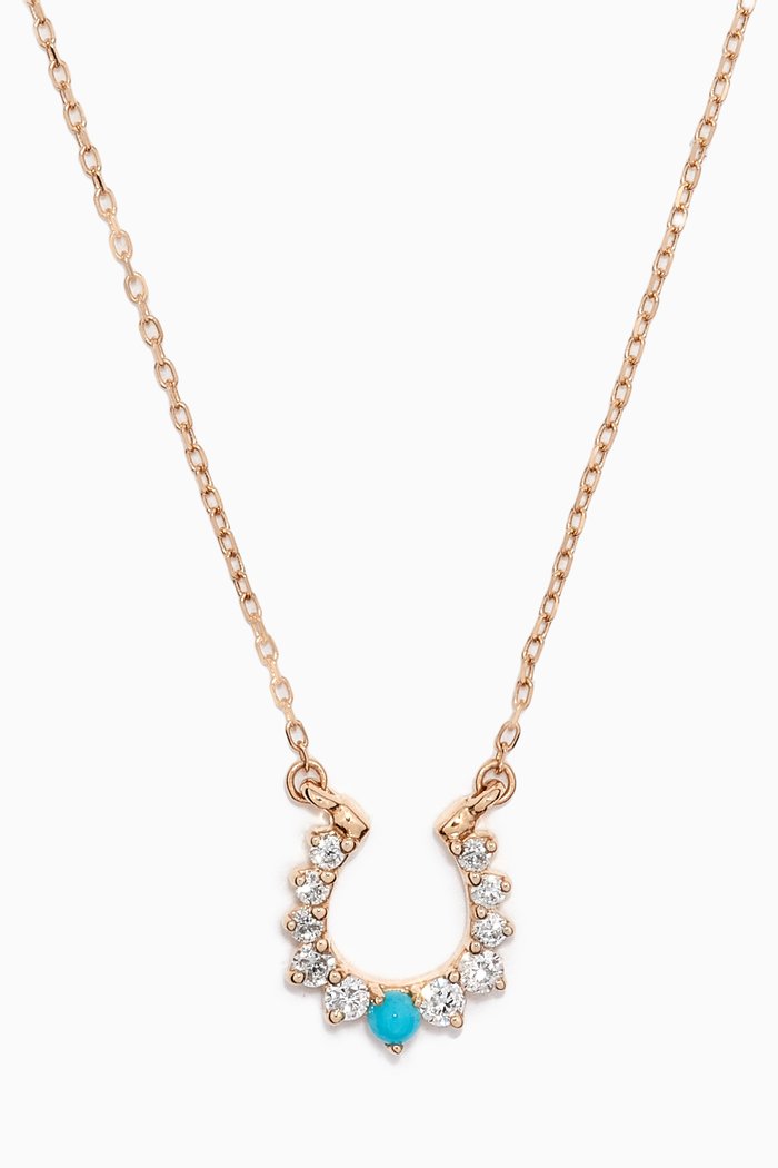 

Horseshoe Diamond & Turquoise Necklace in 14kt Gold, Yellow