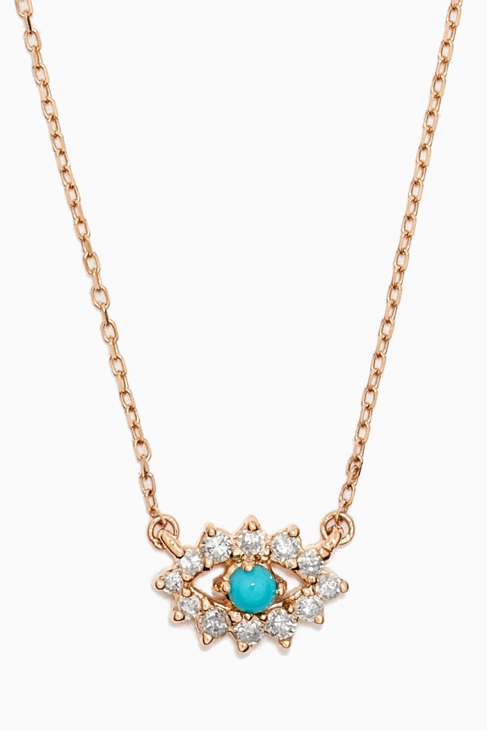 

Evil Eye Diamond & Turquoise Necklace in 14kt Gold, Yellow