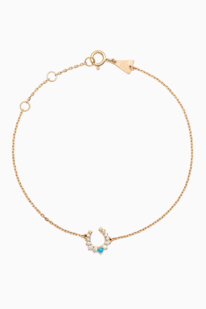 

Horseshoe Diamond & Turquoise Bracelet in 14kt Gold, Yellow