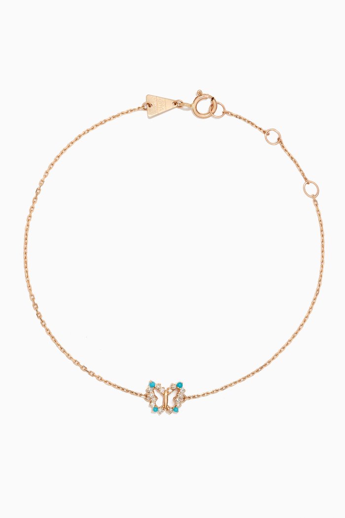 

Butterfly Diamond & Turquoise Bracelet in 14kt Gold, Yellow