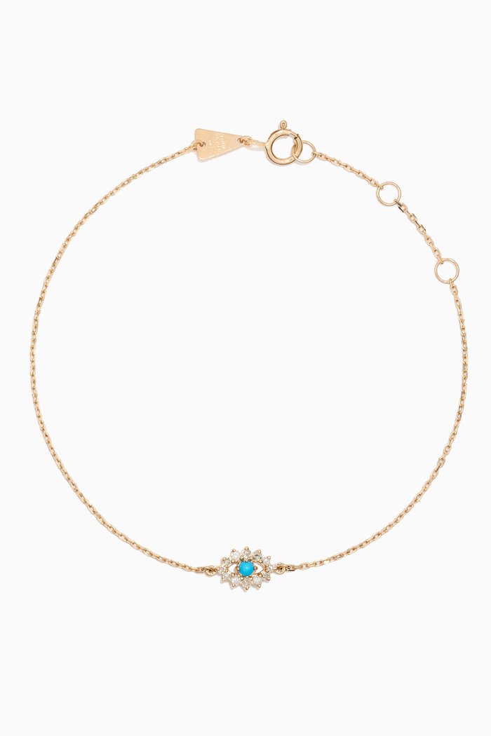 

Evil Eye Diamond & Turquoise Bracelet in 14kt Gold, Yellow