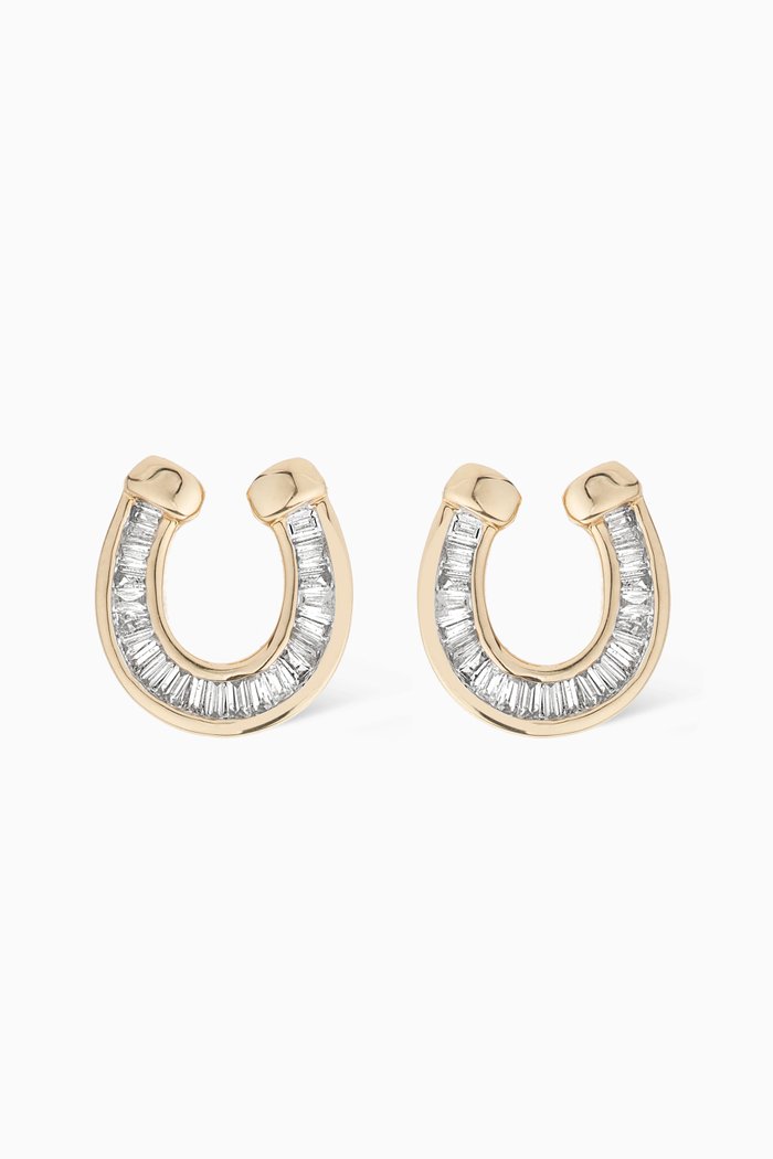 

Horseshoe Baguette Diamond Stud Earrings in 14kt Gold, Yellow