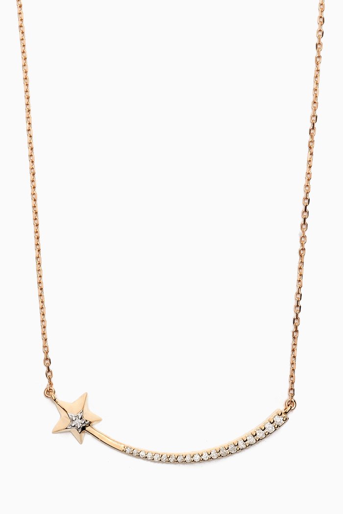 

Large Shooting Star Diamond Curve Necklace in 14kt Gold, Yellow