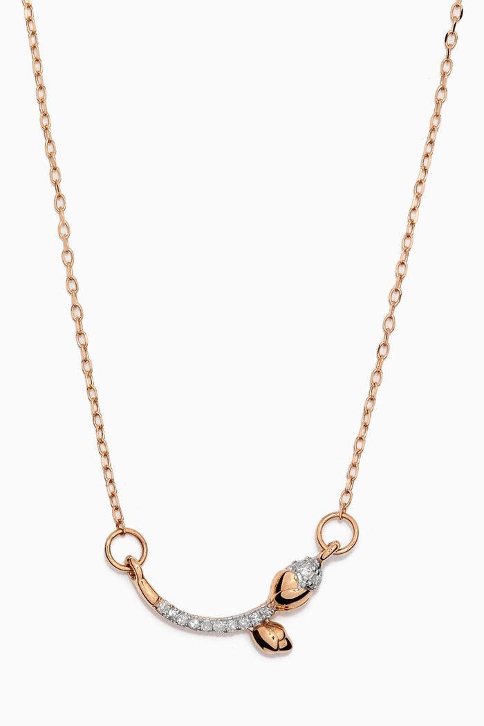 

Rosebud Diamond Curve Necklace in 14kt Gold, Yellow