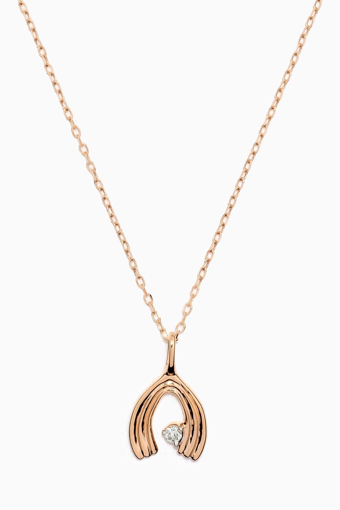 

Groovy Wishbone Diamond Necklace in 14kt Gold, Yellow