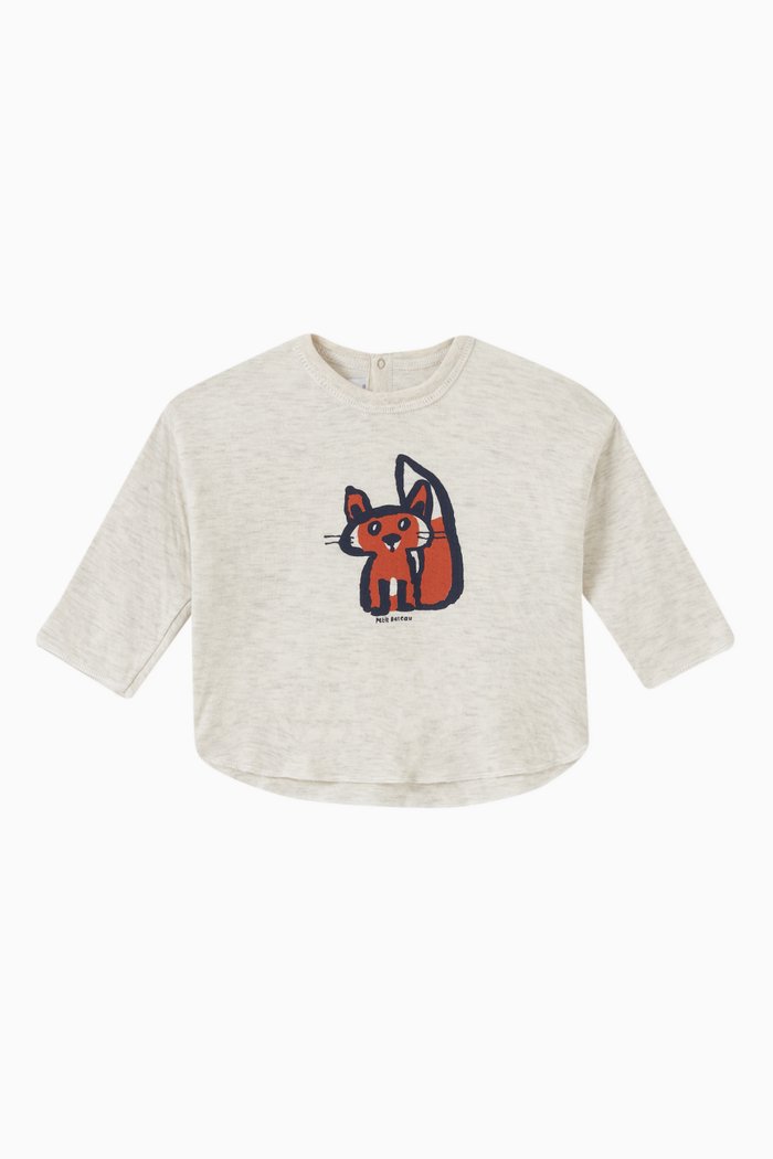 

Fox Print T-shirt in Cotton, Neutral