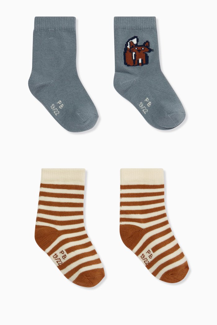 

Printed Socks in Cotton Blend, Set of 2, Multicolour