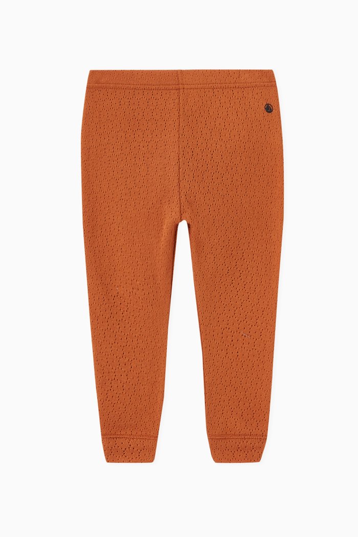 

Logo Detail Leggings in Openwork Cotton, Brown