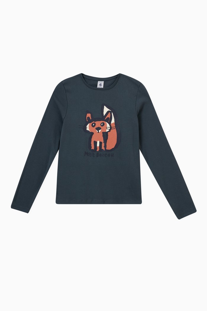 

Fox Print T-shirt in Cotton, Blue