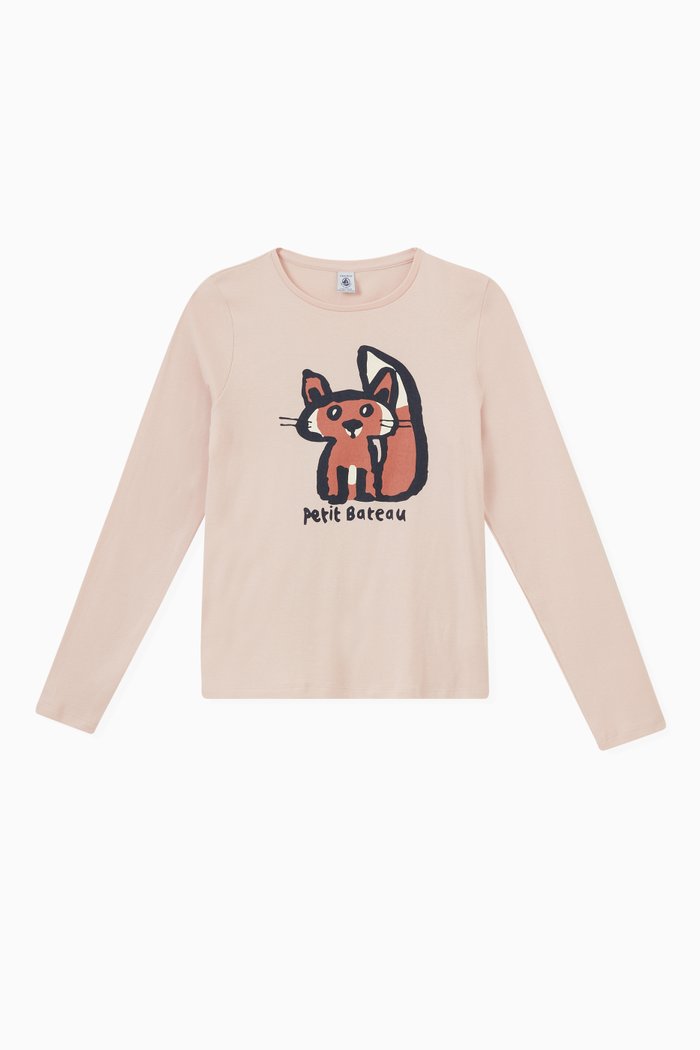 

Fox Print T-shirt in Cotton, Pink
