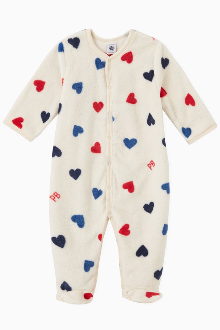 

Heart Print Pyjama in Fleece, Neutral