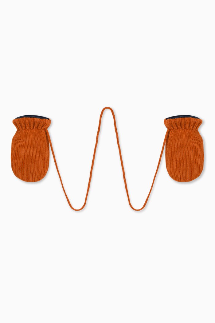 

Knit Mittens in Cotton, Brown