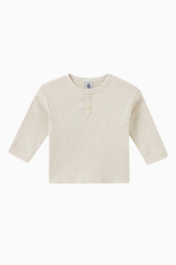 Ribbed T-shirt in Cotton, Neutral