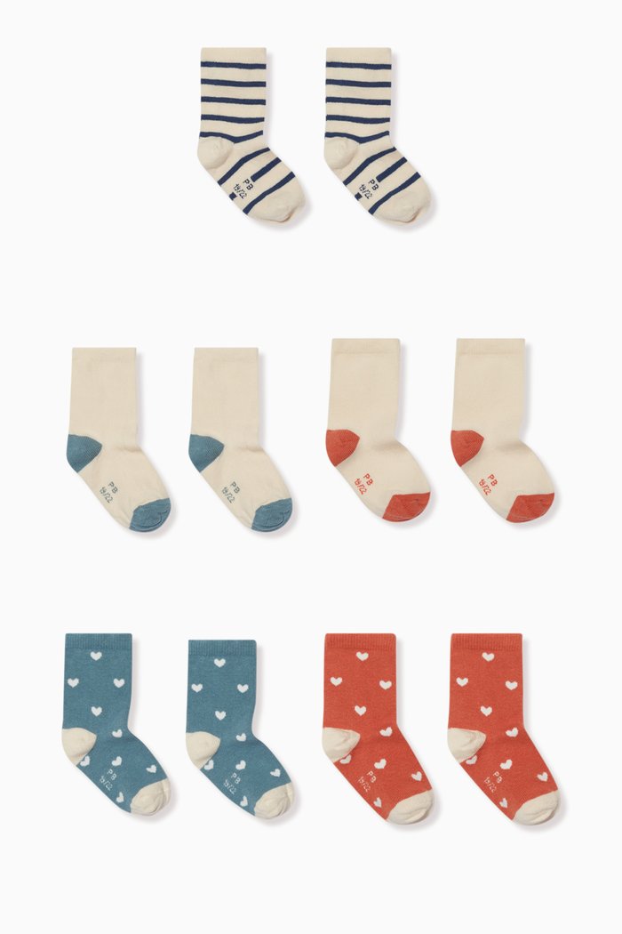 

Assorted Socks in Cotton, Set of 5, Multicolour