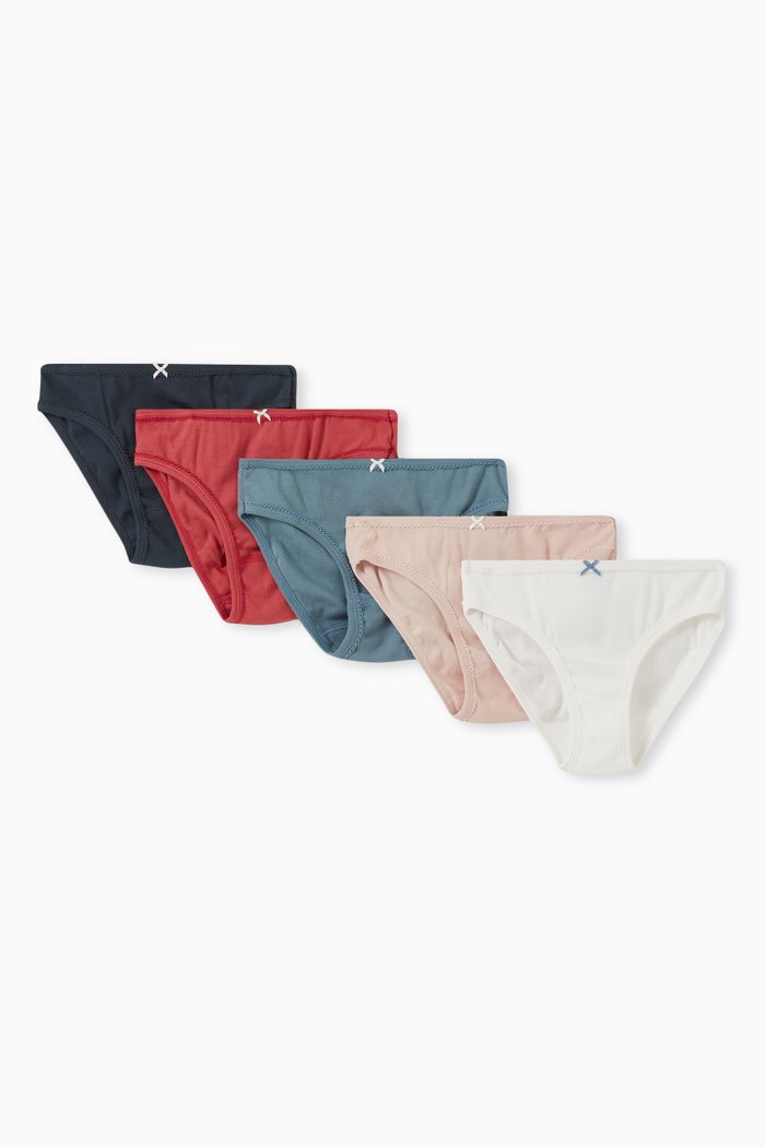 

Plain Briefs in Cotton, Set of 5, Multicolour