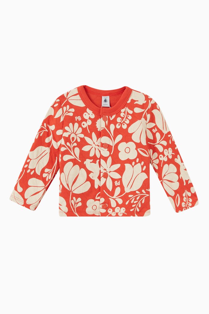 

Floral Cardigan in Cotton, Red