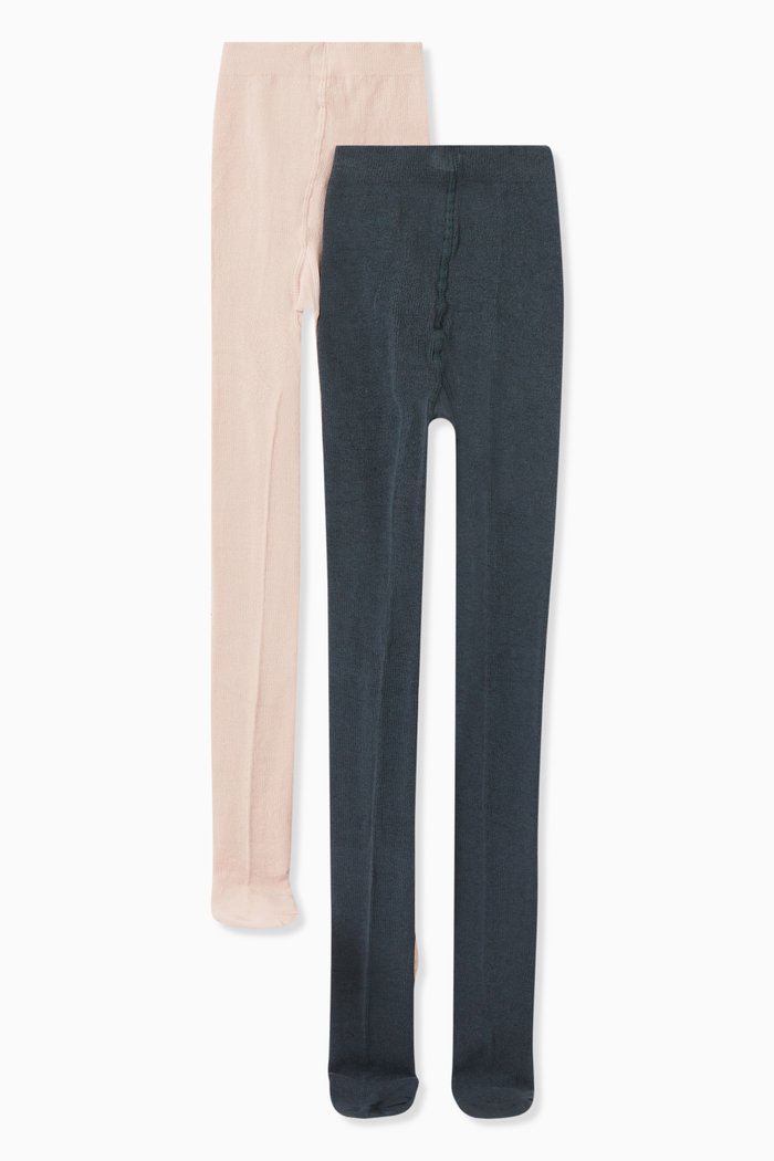 

Plain Tights in Cotton, Set of 2, Multicolour