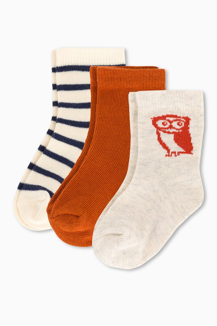 

Owl Socks in Cotton, Set of 3, Multicolour