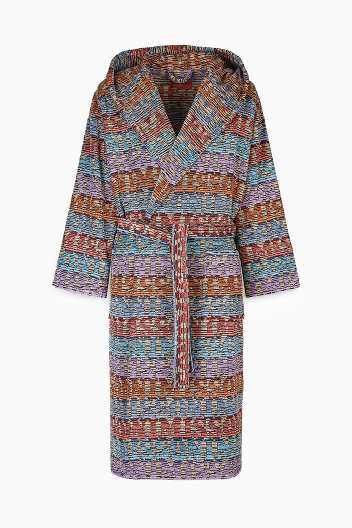 

Blake Hooded Bathrobe in Cotton, Brown