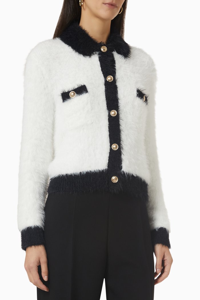 

Cropped Cardigan in Fluffy-knit, White