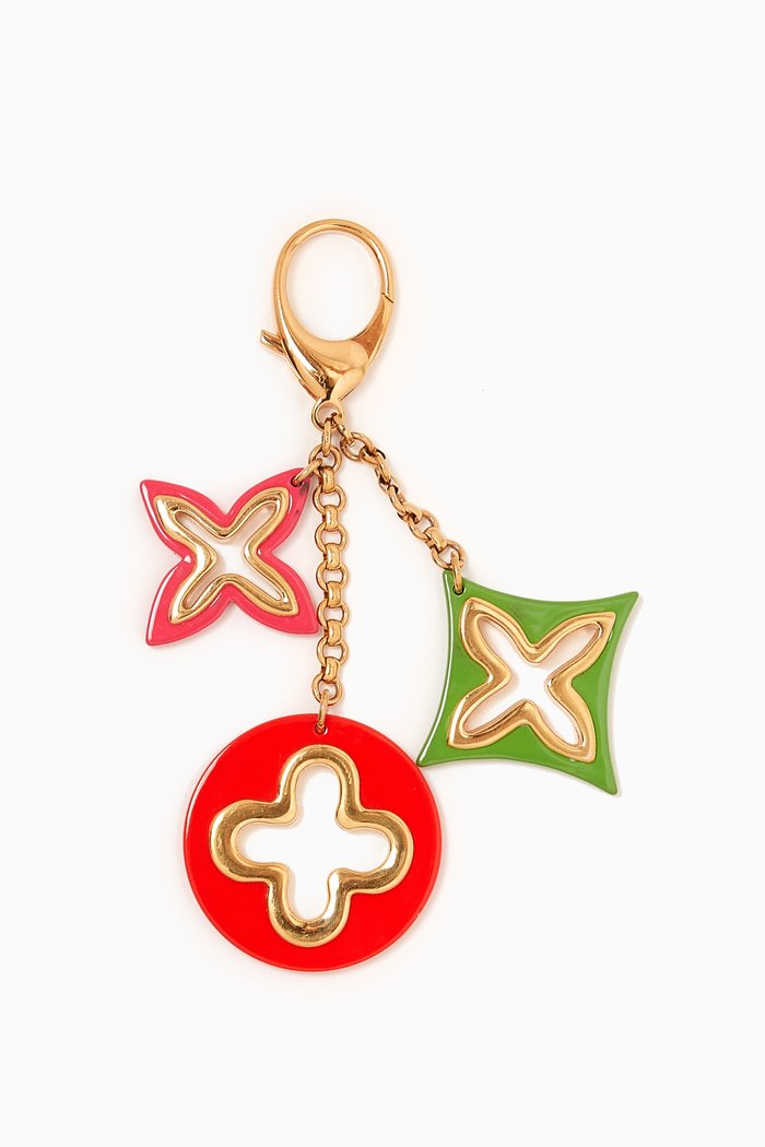 

Flower Monogram Bag Charm & Keychain in Metal, Multicolour