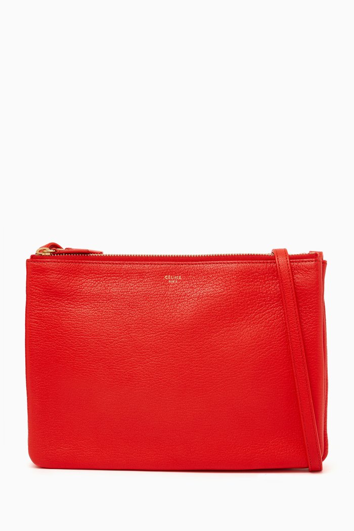 

Trio Crossbody Bag in Leather, Red