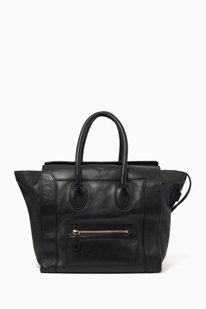

Mini Luggage Tote Bag in Leather, Black