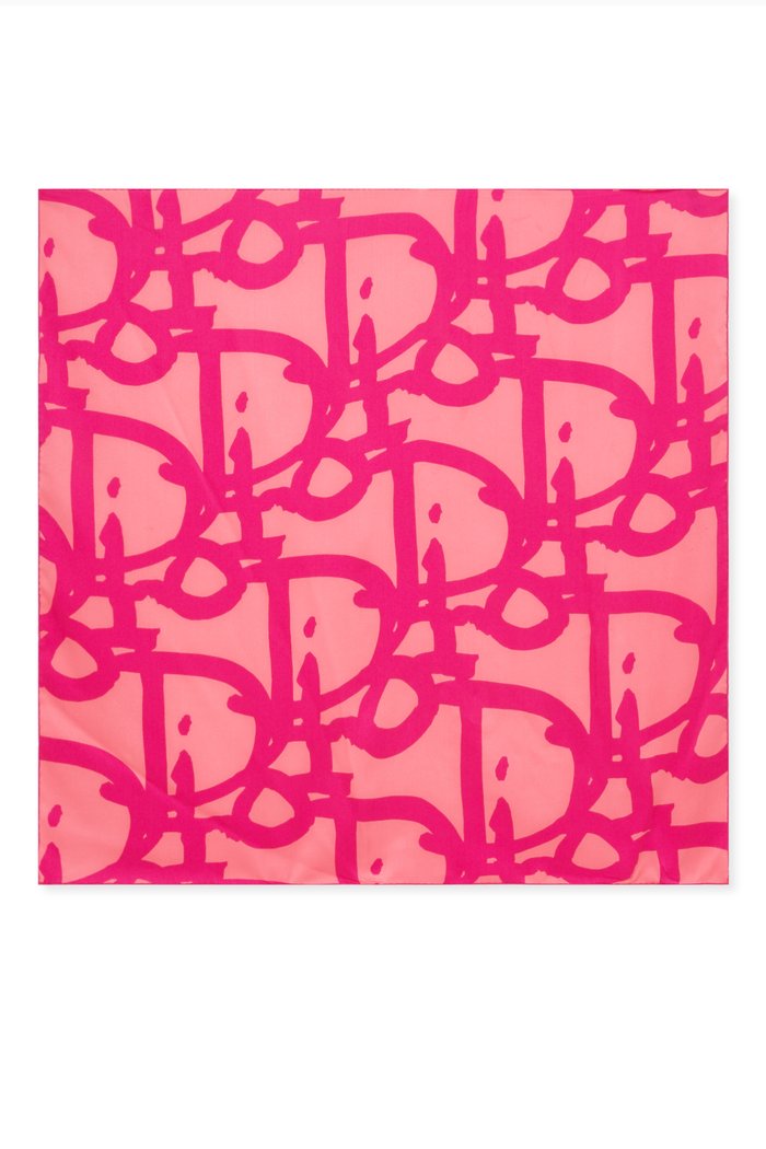 

Logo Square Scarf in Silk, Pink