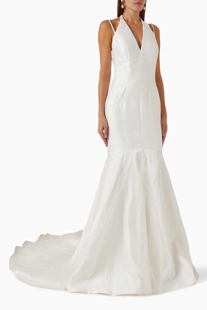 

Lenita Wedding Gown in Mikado & Tulle, Neutral