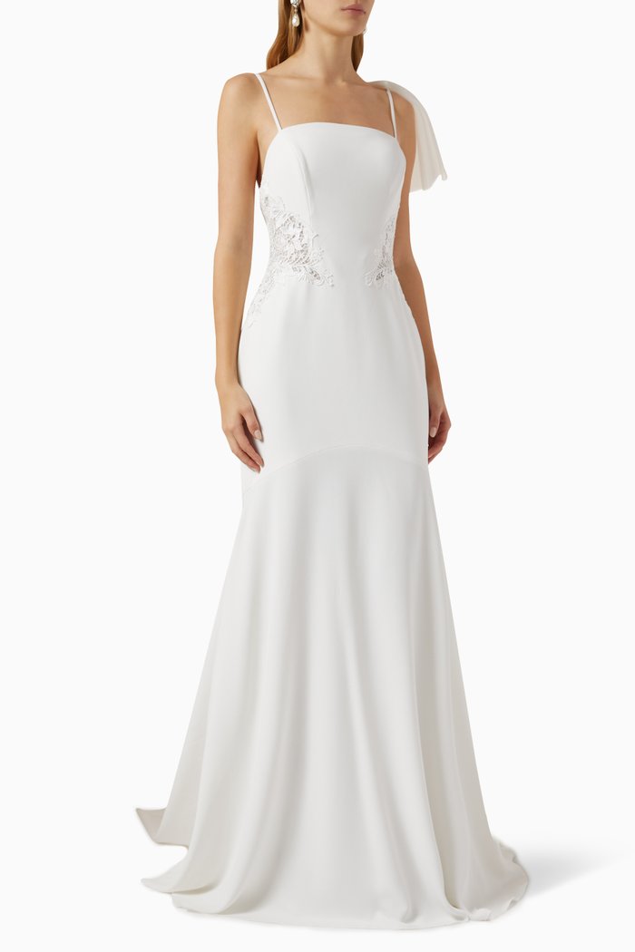 

Maruja Mermaid Gown in Crepe, Neutral