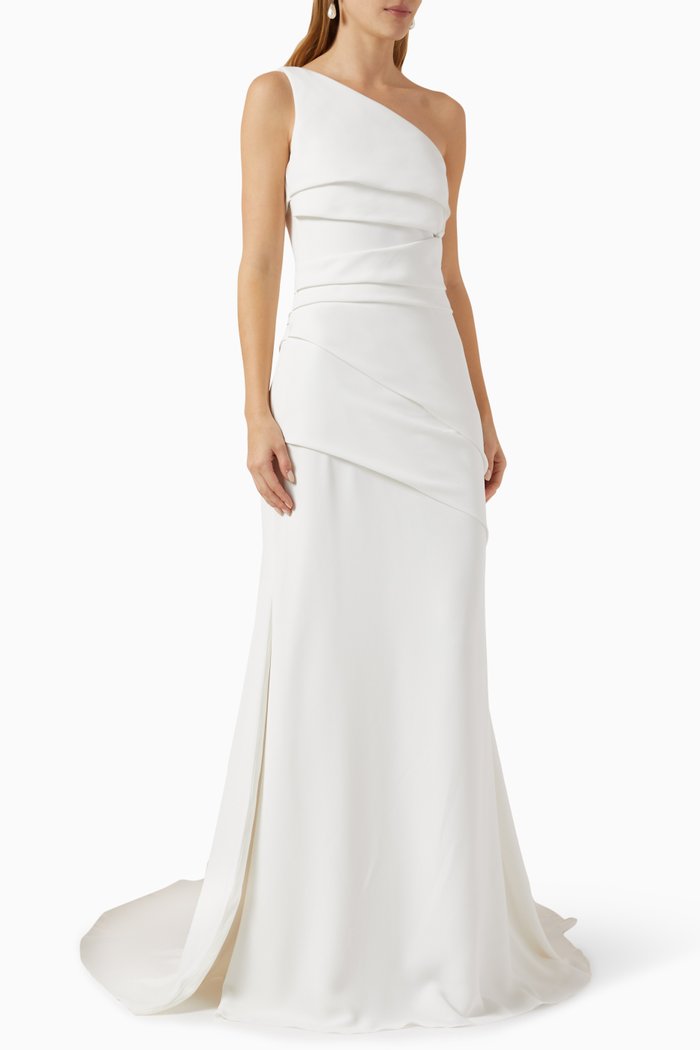 

Mayela One-shoulder Dress in Crepe, Neutral