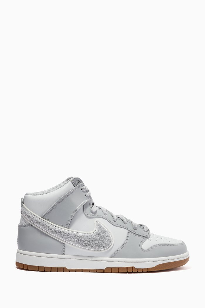 Dunk High Retro University Sneakers in Leather, Grey