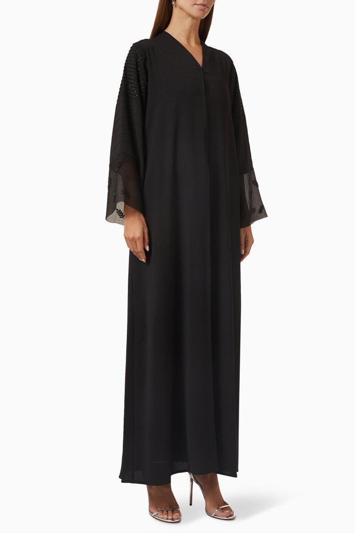 

Beaded Abaya in Crepe, Black