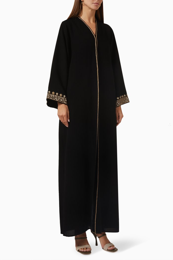 

Beaded Abaya in Crepe, Black