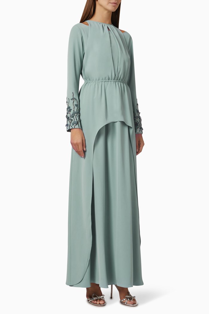 

Embellished-sleeves Kaftan, Silver
