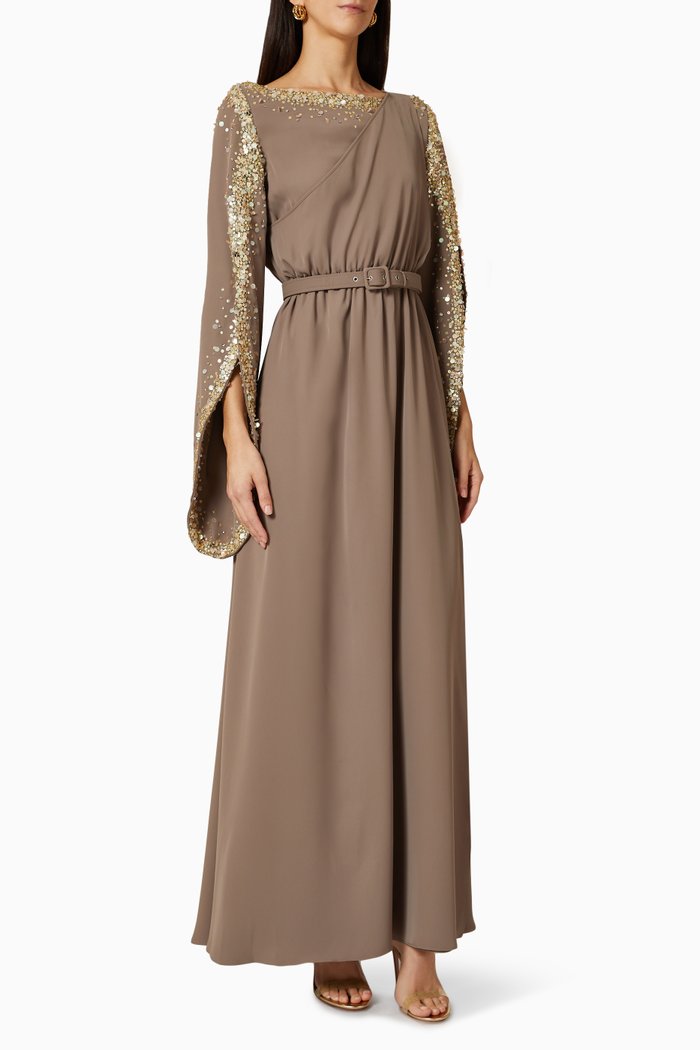 Sequin-embellished Kaftan, Grey