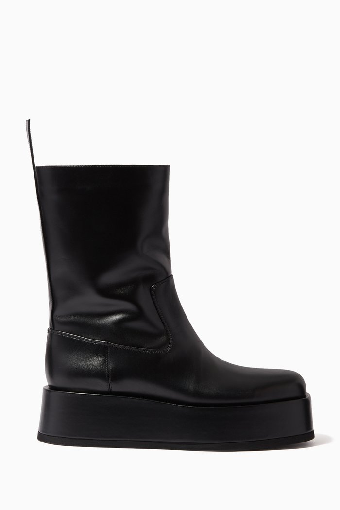 

Rosie Flatform Ankle Boots in Calf Leather, Black