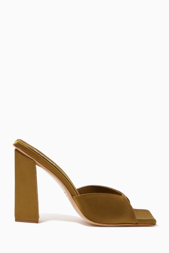 Rosie 110 Mule Sandals in Satin, Green