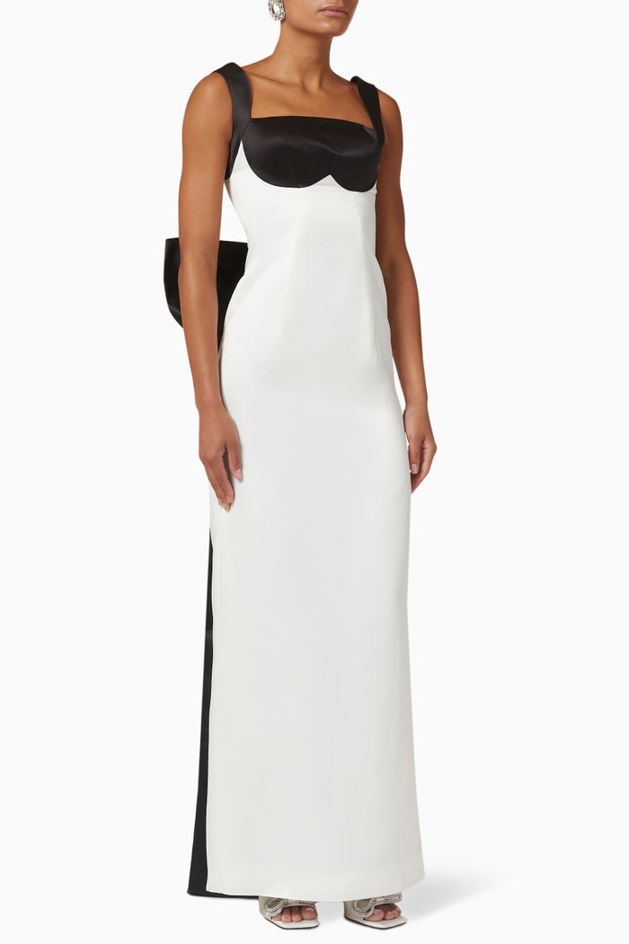 

Sophia Two-tone Bow Train Gown in Mikado-satin, White